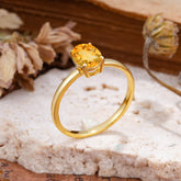 Minimalist Oval Cut 1.5 Carat Citrine Solitaire Engagement Ring